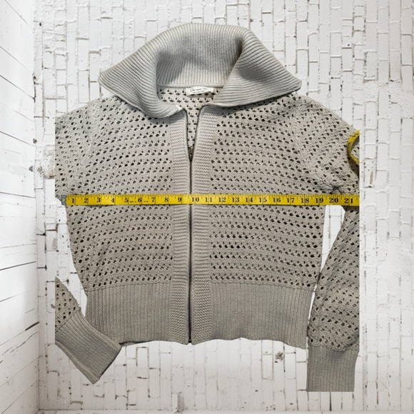Doe & Rae Zip Front Sweater Sz M NWOT | Textured Knit Neutral Layer - Picture 6 of 6